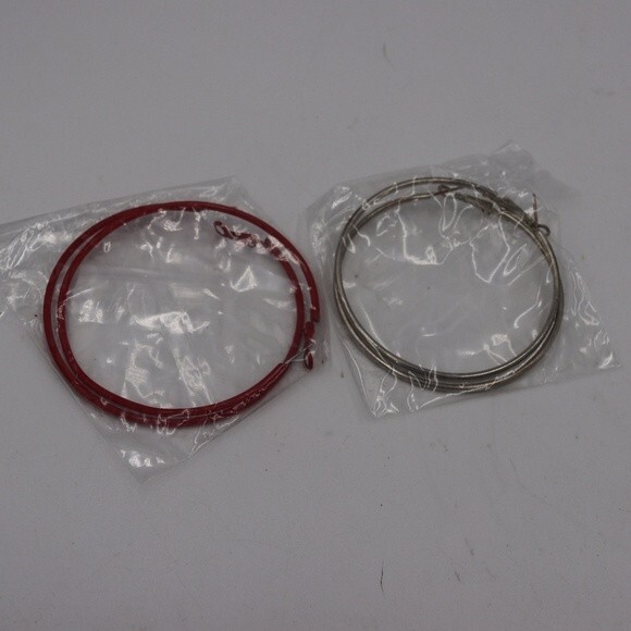 Lot of 2 Large Red & Silver Hoop Earrings ~3″ for Pierced Ears - Picture 1 of 6